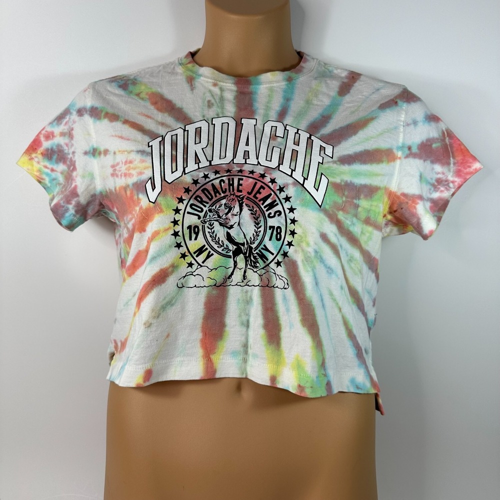Vintage Jordache Crop Cropped Top Shirt Tie Dye Made in USA Womens Medium M